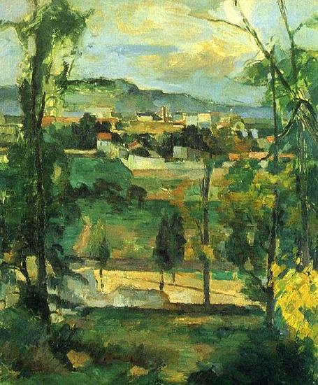 Paul Cezanne Dorf hinter den Baumen, Ile de France oil painting image